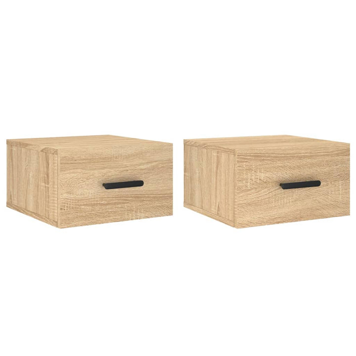 væghængte sengeborde 2 stk. 35x35x20 cm sonoma-eg