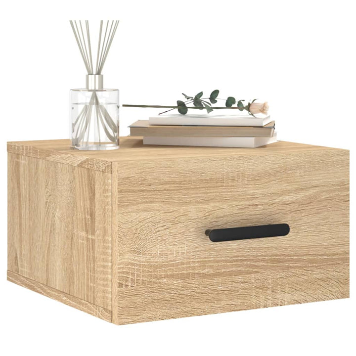 væghængte sengeborde 2 stk. 35x35x20 cm sonoma-eg