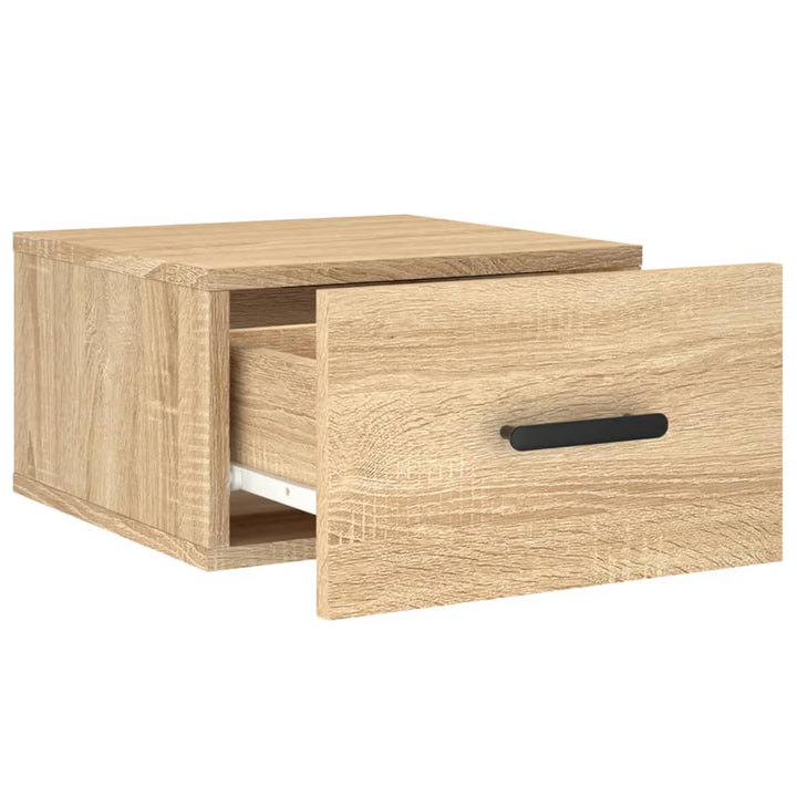 væghængte sengeborde 2 stk. 35x35x20 cm sonoma-eg