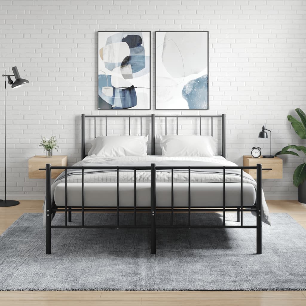 væghængte sengeborde 2 stk. 35x35x20 cm sonoma-eg