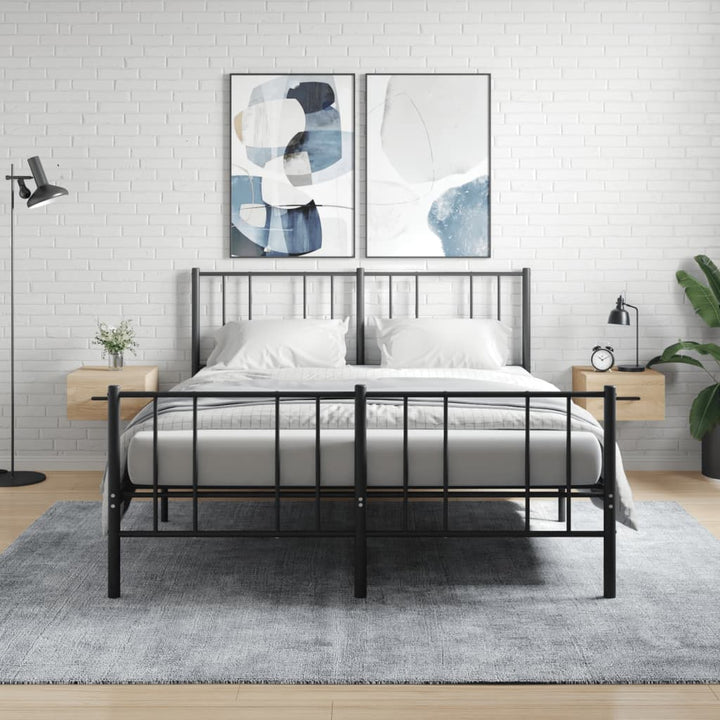 væghængte sengeborde 2 stk. 35x35x20 cm sonoma-eg