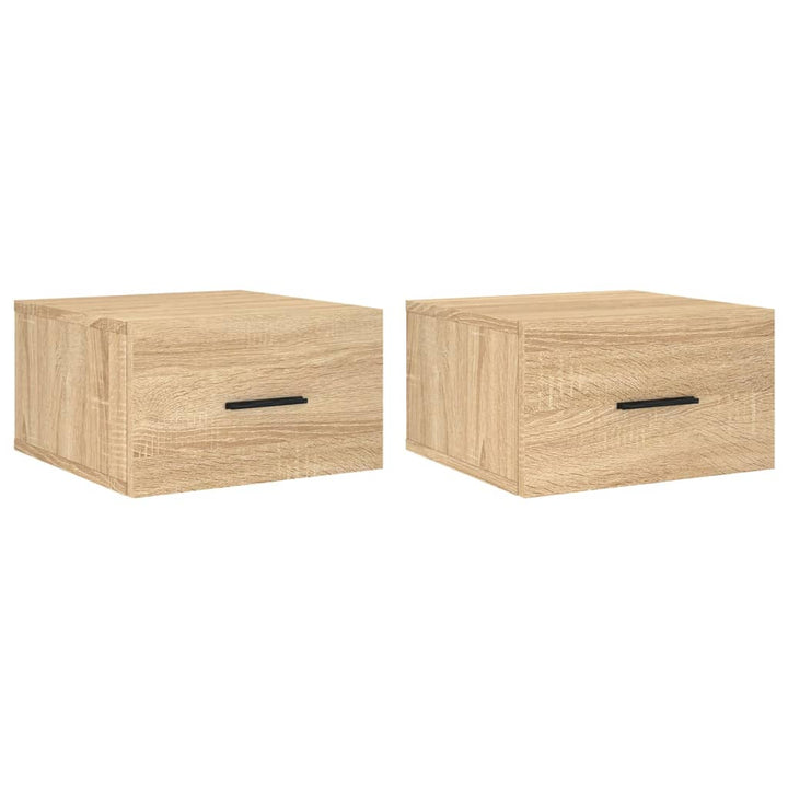 væghængte sengeborde 2 stk. 35x35x20 cm sonoma-eg