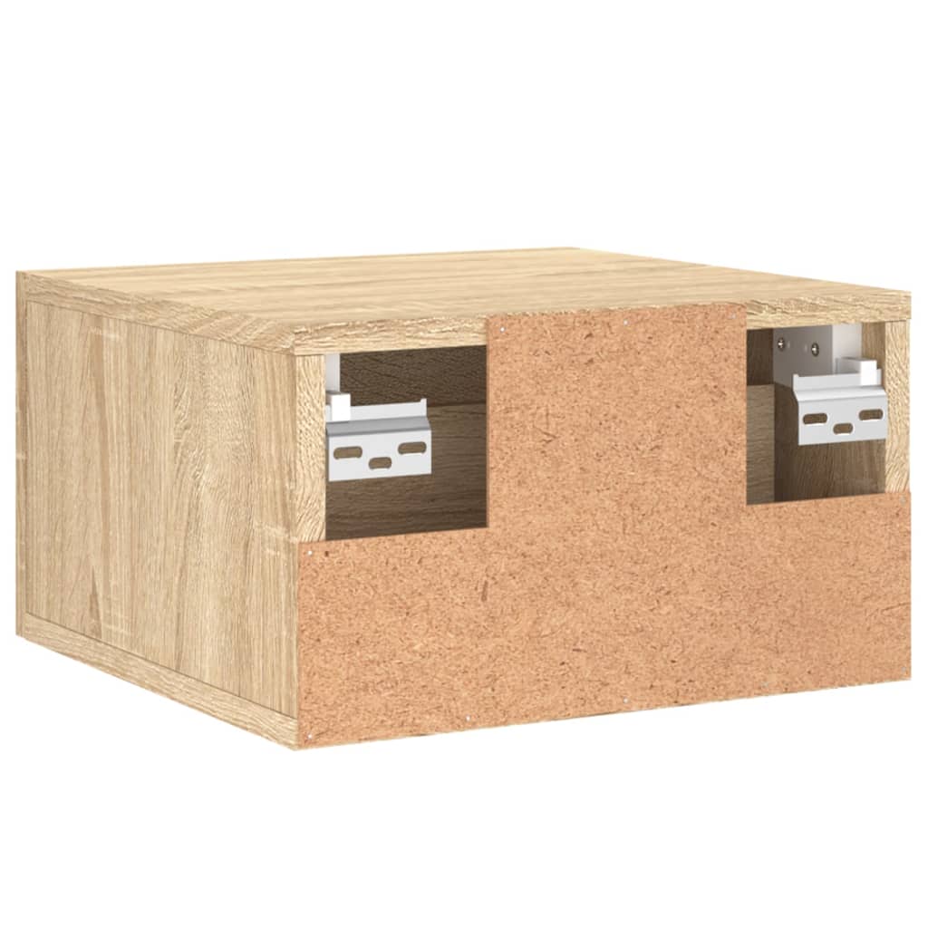 væghængte sengeborde 2 stk. 35x35x20 cm sonoma-eg
