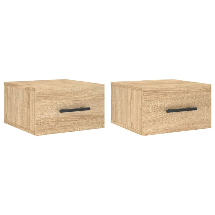 væghængte sengeborde 2 stk. 35x35x20 cm sonoma-eg