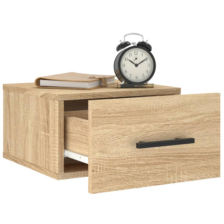 væghængte sengeborde 2 stk. 35x35x20 cm sonoma-eg