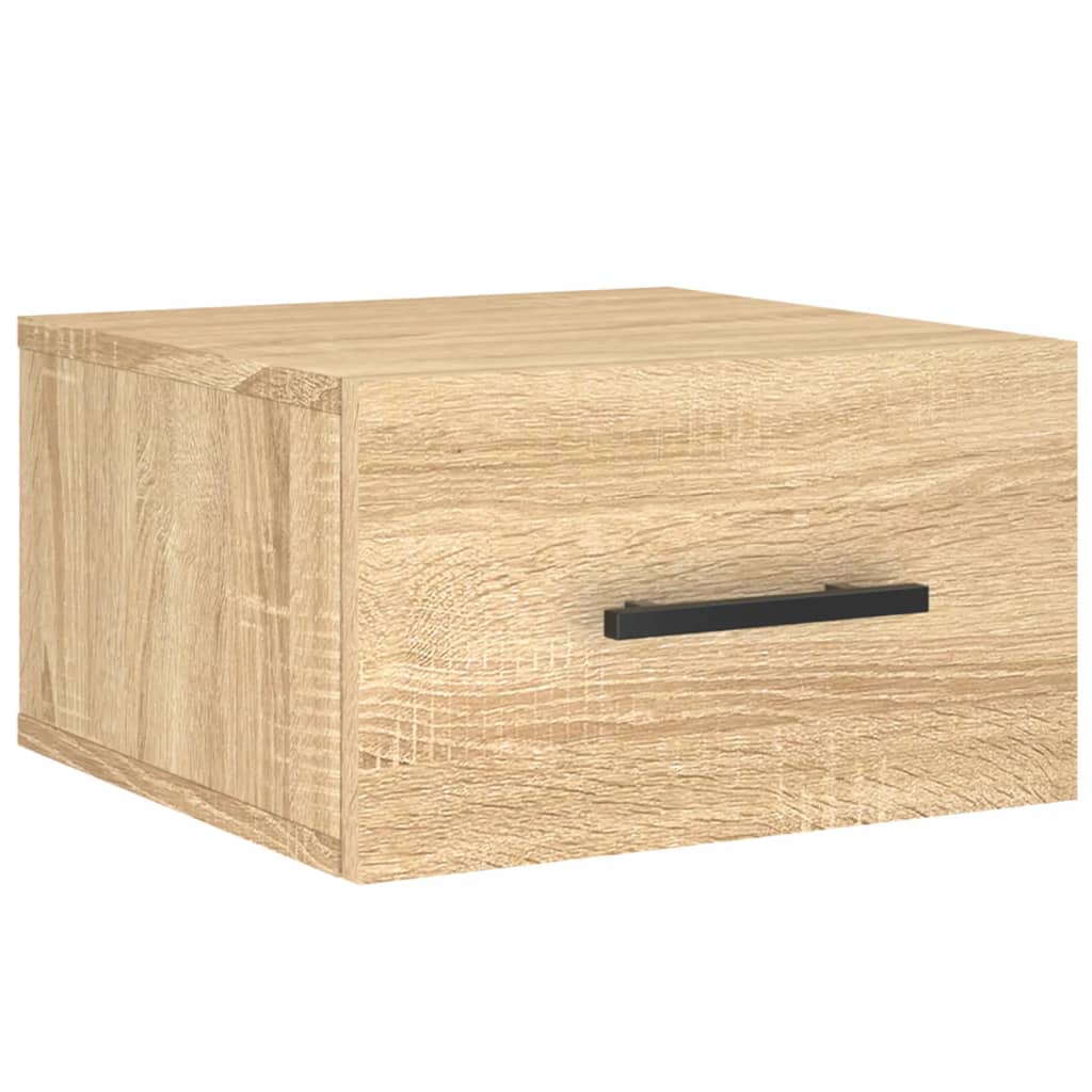 væghængte sengeborde 2 stk. 35x35x20 cm sonoma-eg