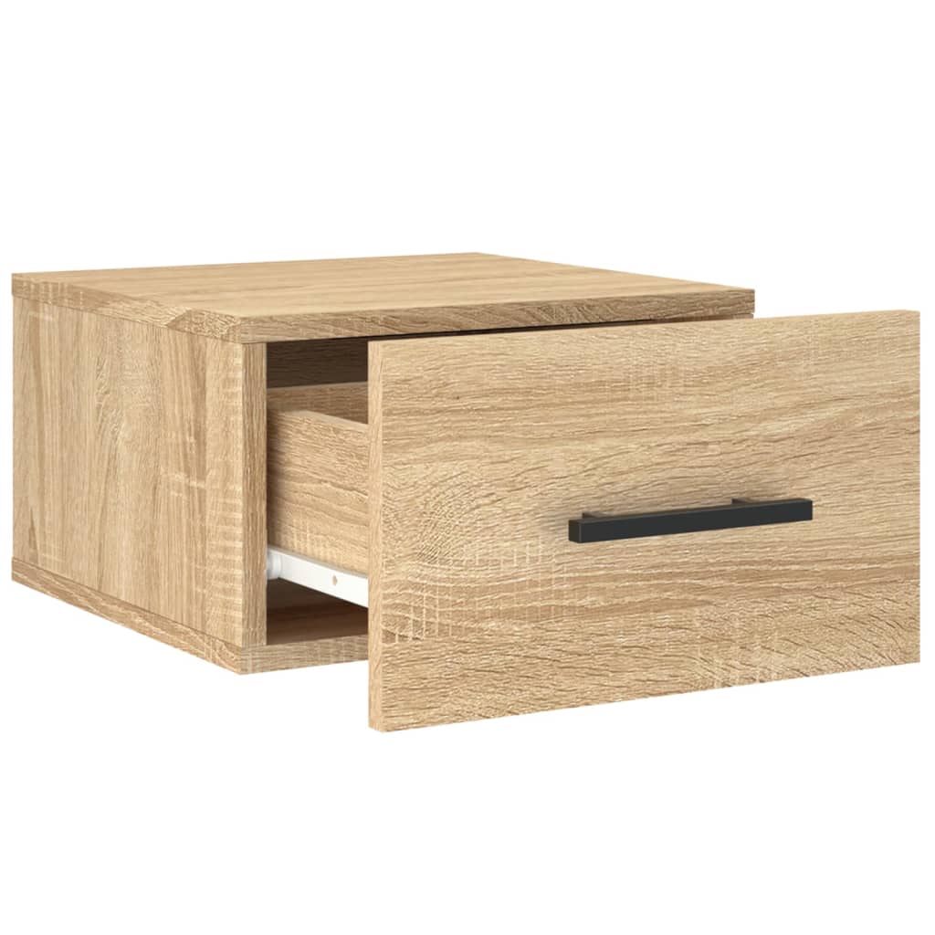 væghængte sengeborde 2 stk. 35x35x20 cm sonoma-eg