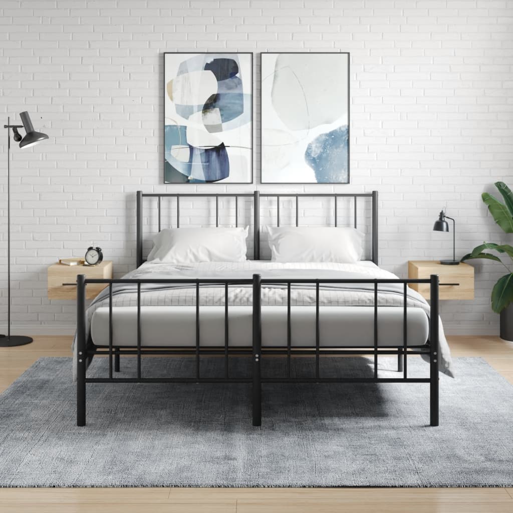 væghængte sengeborde 2 stk. 35x35x20 cm sonoma-eg