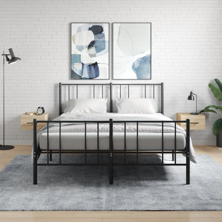 væghængte sengeborde 2 stk. 35x35x20 cm sonoma-eg