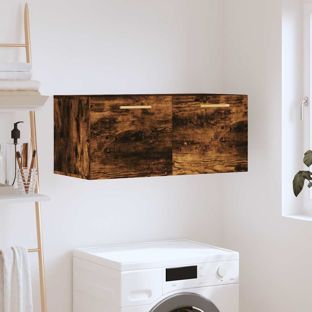 vægskab 80x36,5x35 cm konstrueret træ røget egetræsfarve
