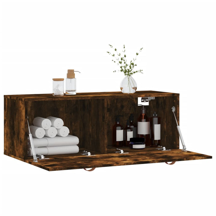 vægskab 100x36,5x35 cm konstrueret træ røget sonoma-eg