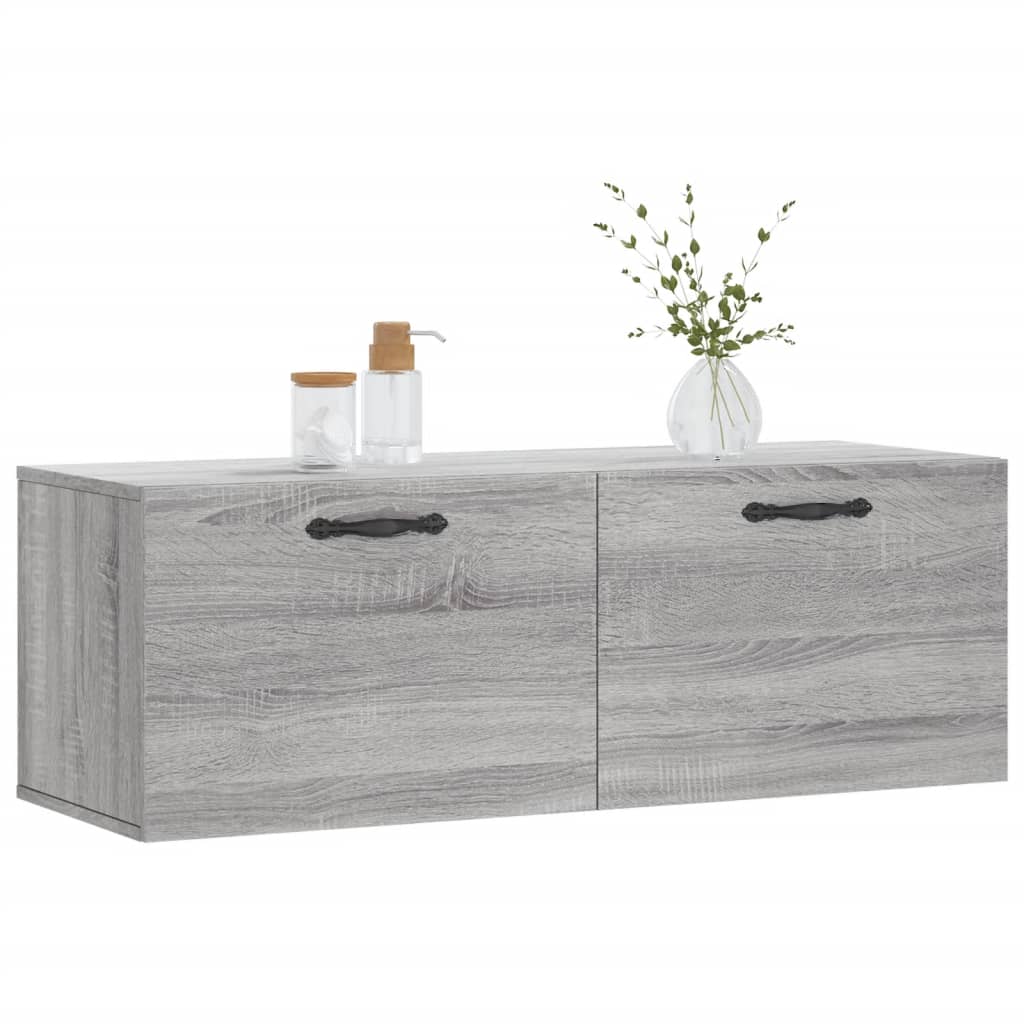 vægskab 100x36,5x35 cm konstrueret træ grå sonoma-eg