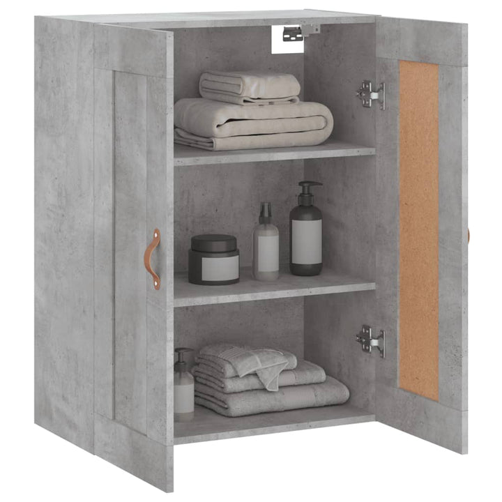vægskab 69,5x34x90 cm konstrueret træ betongrå
