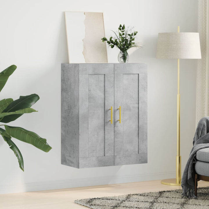 vægskab 69,5x34x90 cm konstrueret træ betongrå