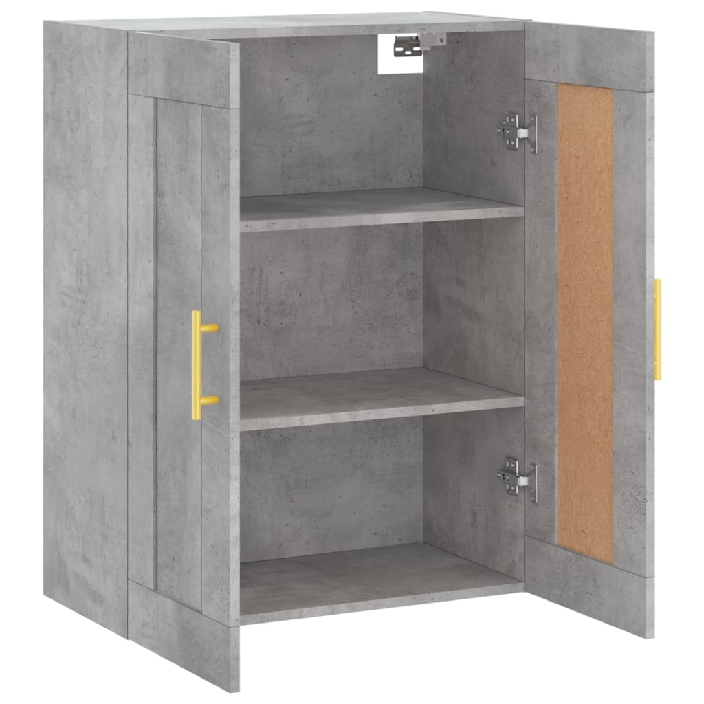 vægskab 69,5x34x90 cm konstrueret træ betongrå