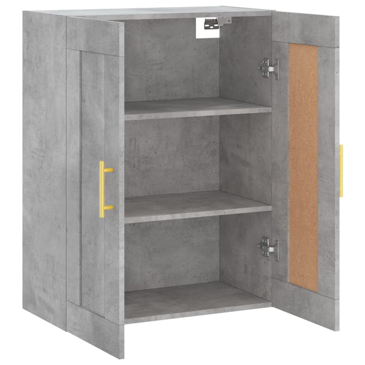 vægskab 69,5x34x90 cm konstrueret træ betongrå
