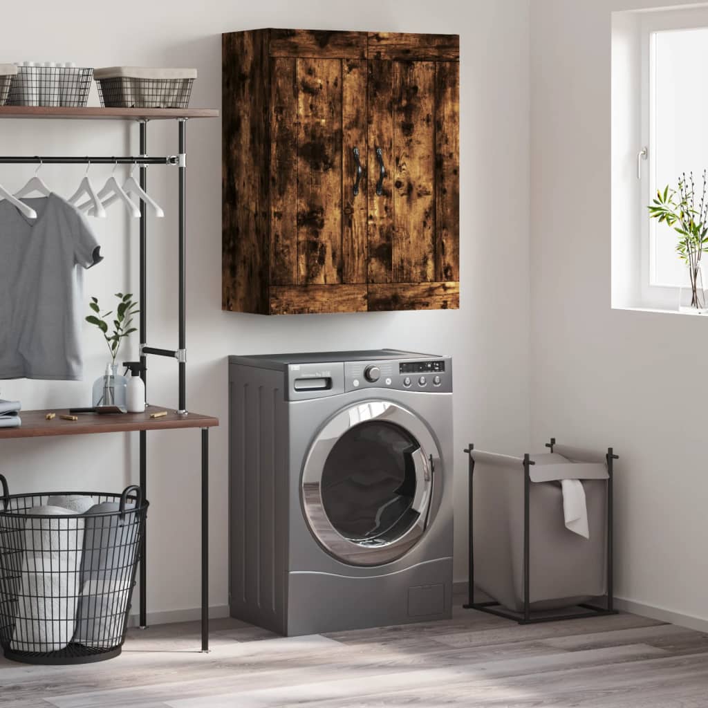 vægskab 69,5x34x90 cm konstrueret træ røget sonoma-eg