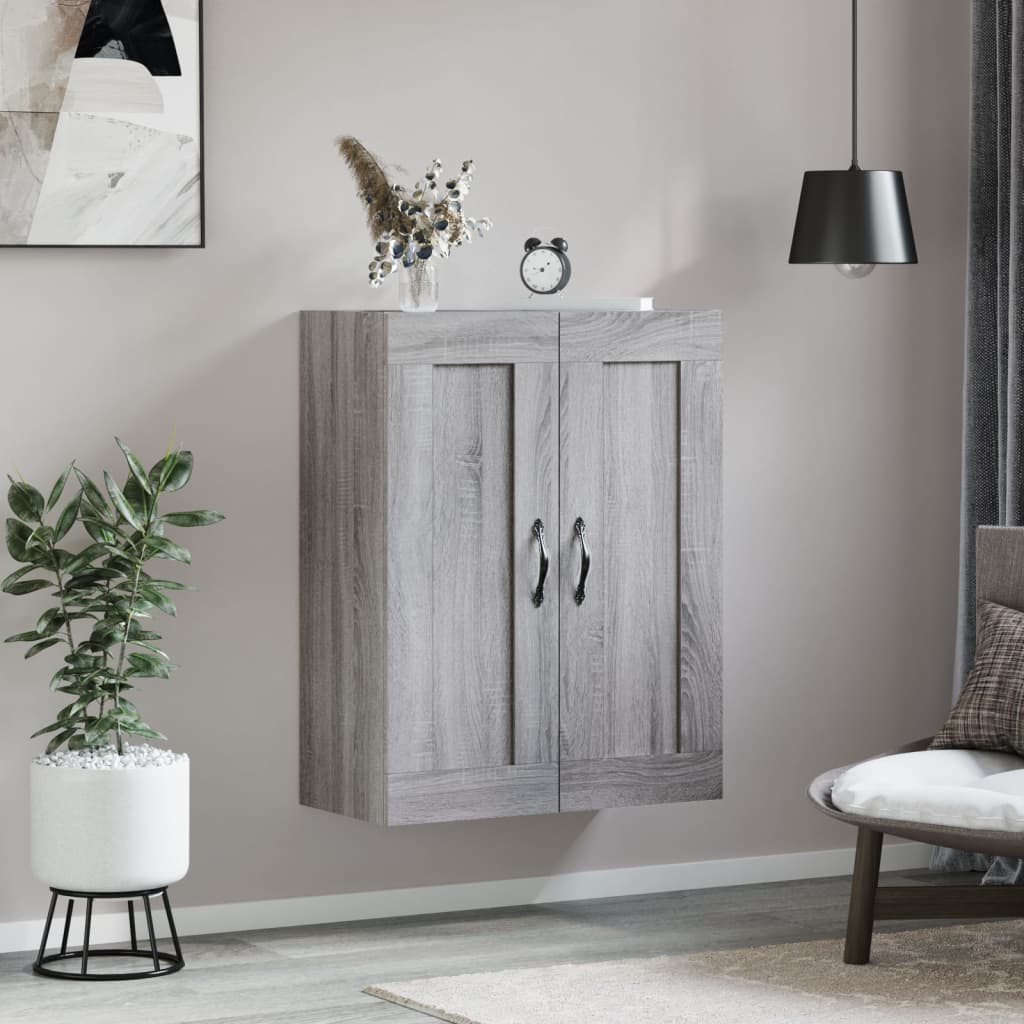vægskab 69,5x34x90 cm konstrueret træ grå sonoma-eg