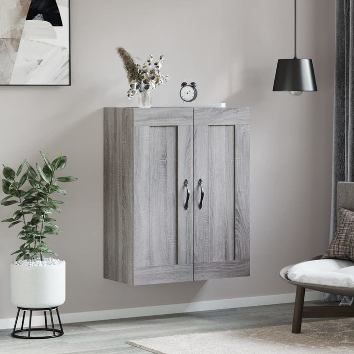 vægskab 69,5x34x90 cm konstrueret træ grå sonoma-eg