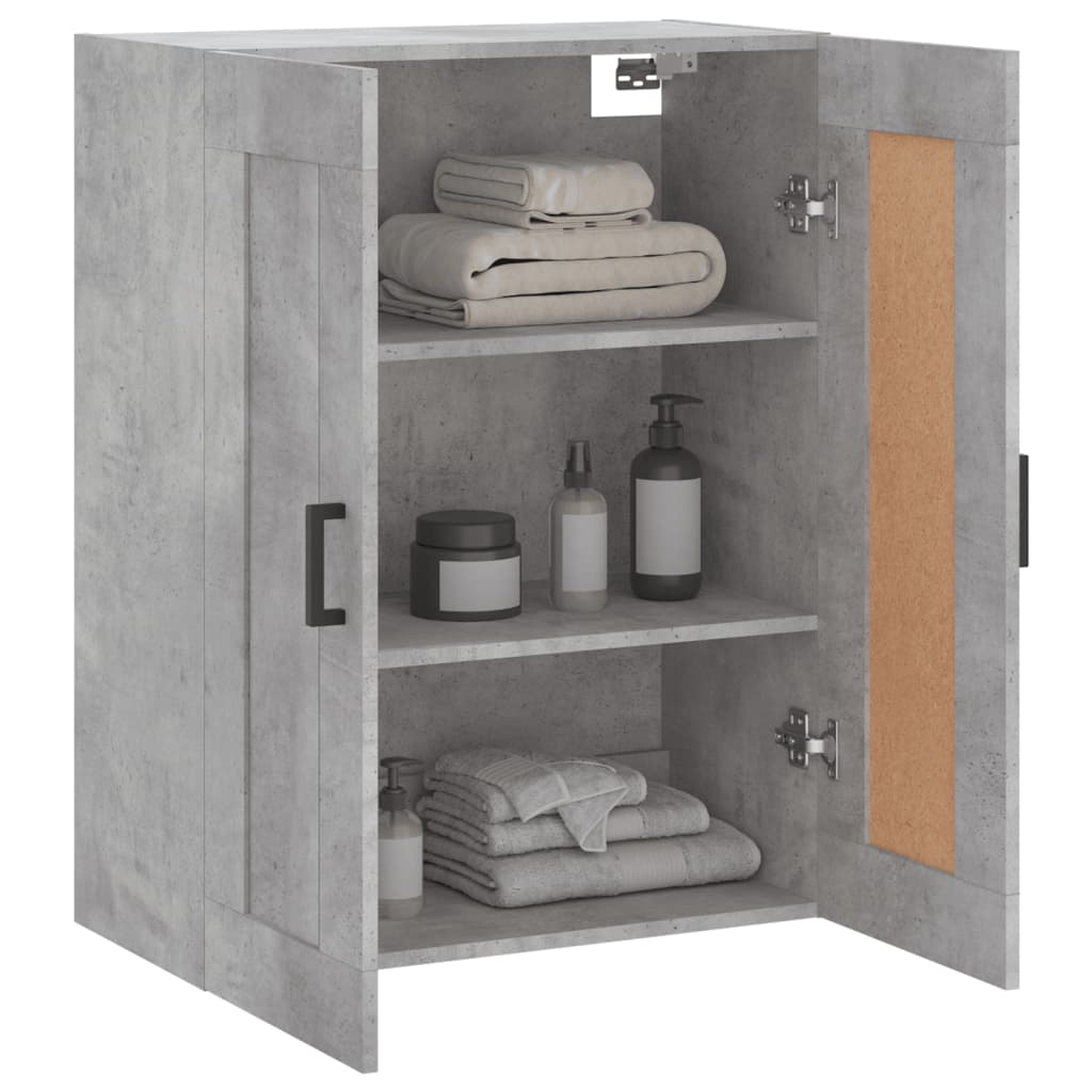 vægskab 69,5x34x90 cm konstrueret træ betongrå