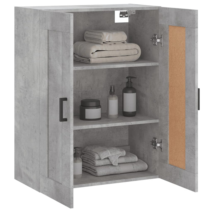vægskab 69,5x34x90 cm konstrueret træ betongrå