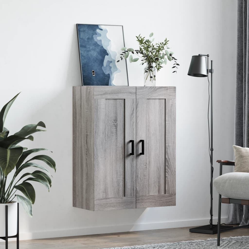 vægskab 69,5x34x90 cm konstrueret træ grå sonoma-eg