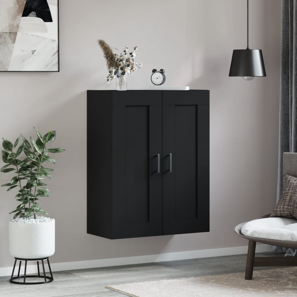 vægskab 69,5x34x90 cm konstrueret træ sort