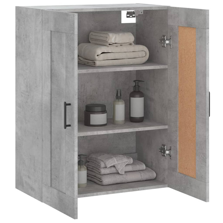 vægskab 69,5x34x90 cm konstrueret træ betongrå