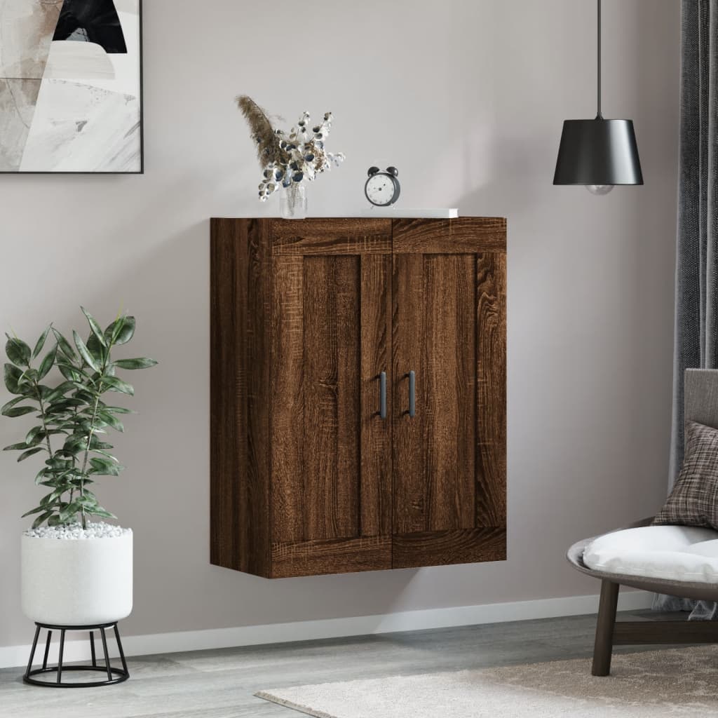 vægskab 69,5x34x90 cm konstrueret træ brun egetræsfarve