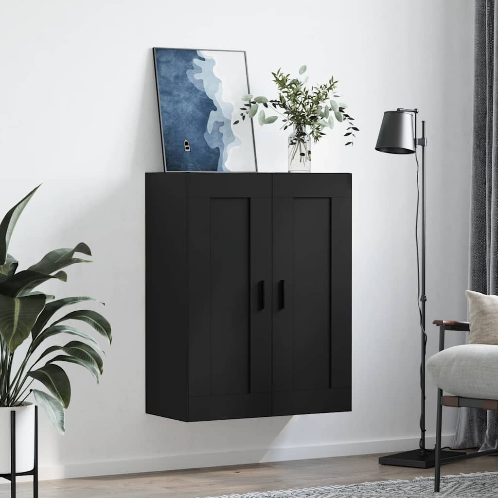 vægskab 69,5x34x90 cm konstrueret træ sort