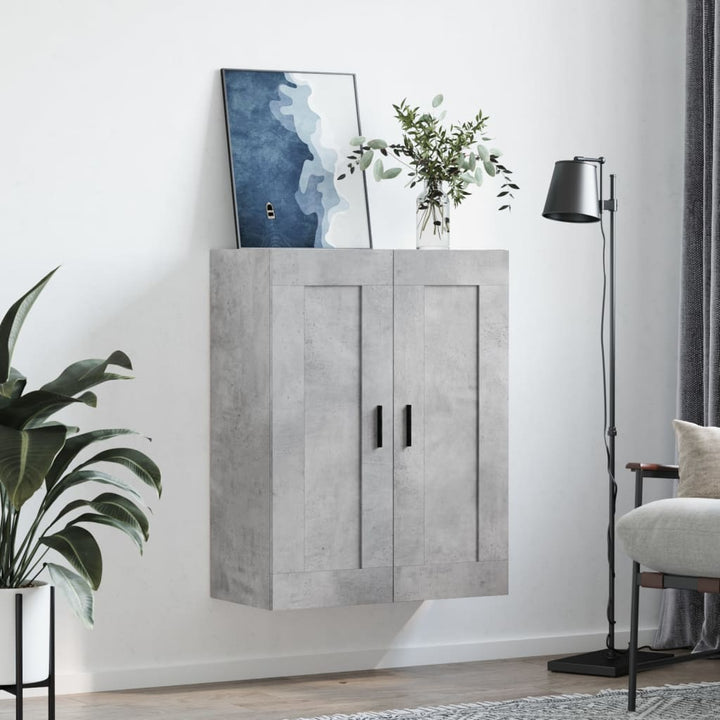 vægskab 69,5x34x90 cm konstrueret træ betongrå