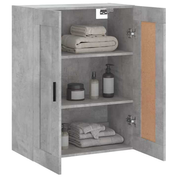 vægskab 69,5x34x90 cm konstrueret træ betongrå