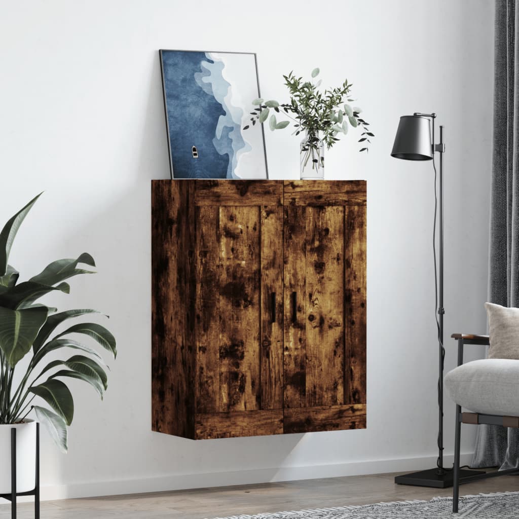 vægskab 69,5x34x90 cm konstrueret træ røget sonoma-eg