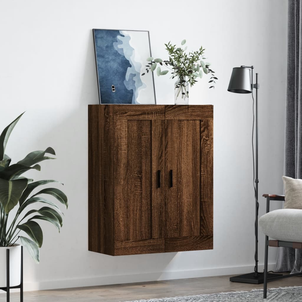 vægskab 69,5x34x90 cm konstrueret træ brun egetræsfarve