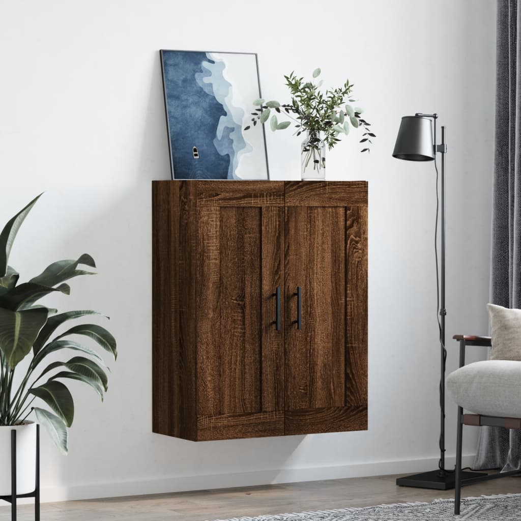 vægskab 69,5x34x90 cm konstrueret træ brun egetræsfarve