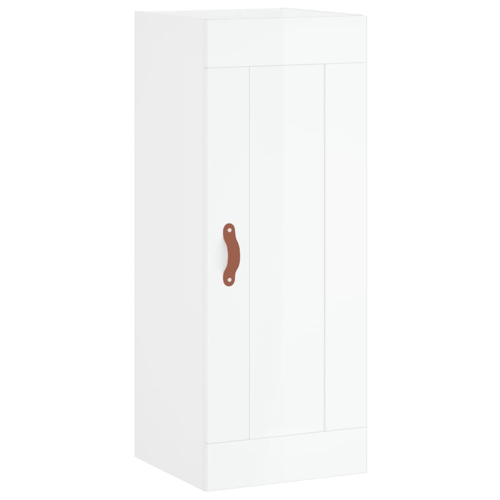 vægskab 34,5x34x90 cm konstrueret træ hvid højglans