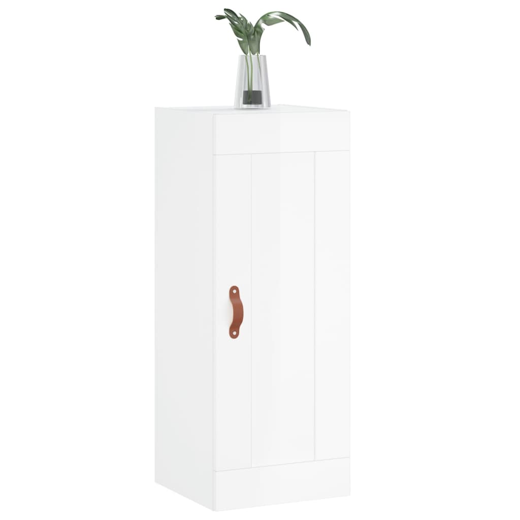 vægskab 34,5x34x90 cm konstrueret træ hvid højglans