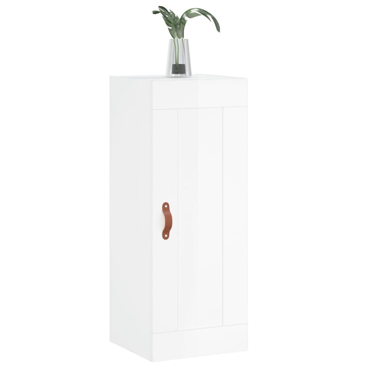 vægskab 34,5x34x90 cm konstrueret træ hvid højglans