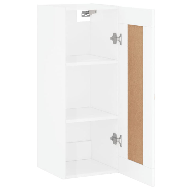 vægskab 34,5x34x90 cm konstrueret træ hvid højglans