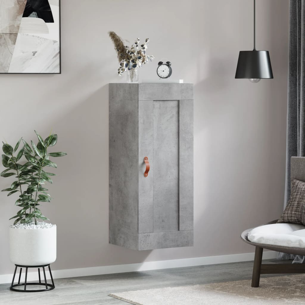 vægskab 34,5x34x90 cm konstrueret træ betongrå