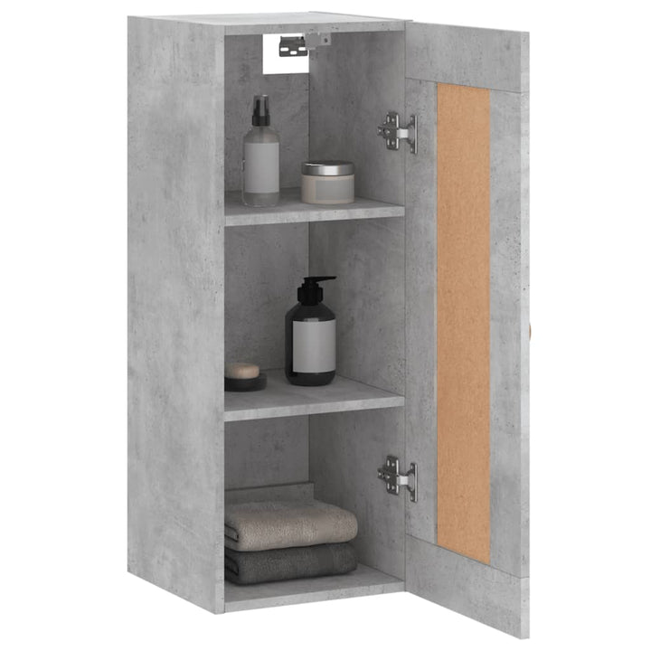 vægskab 34,5x34x90 cm konstrueret træ betongrå