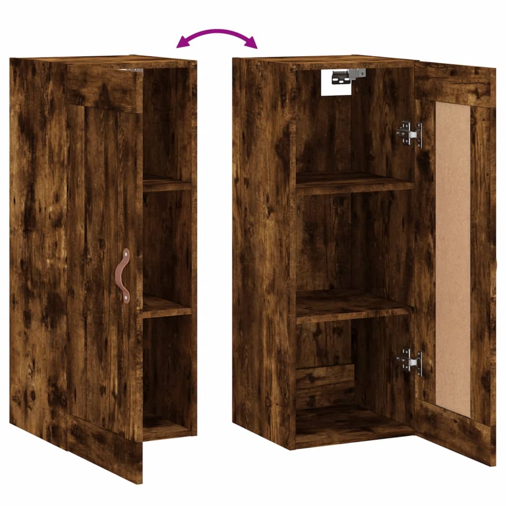 vægskab 34,5x34x90 cm konstrueret træ røget egetræsfarve