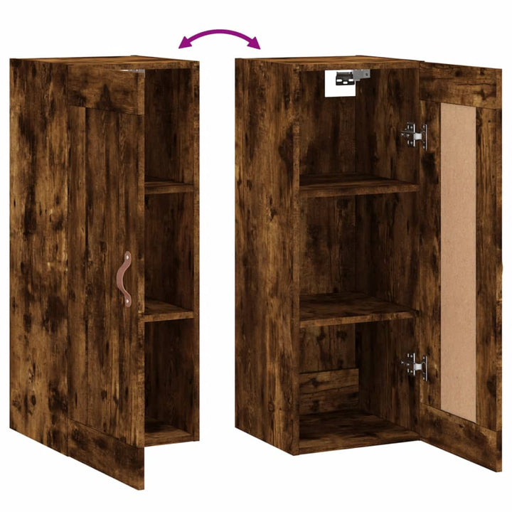 vægskab 34,5x34x90 cm konstrueret træ røget egetræsfarve