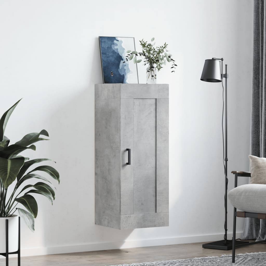 vægskab 34,5x34x90 cm konstrueret træ betongrå