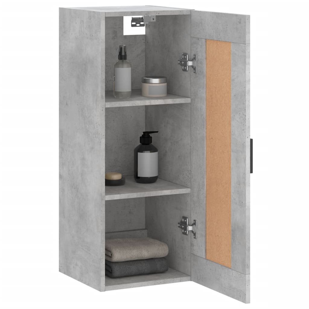 vægskab 34,5x34x90 cm konstrueret træ betongrå
