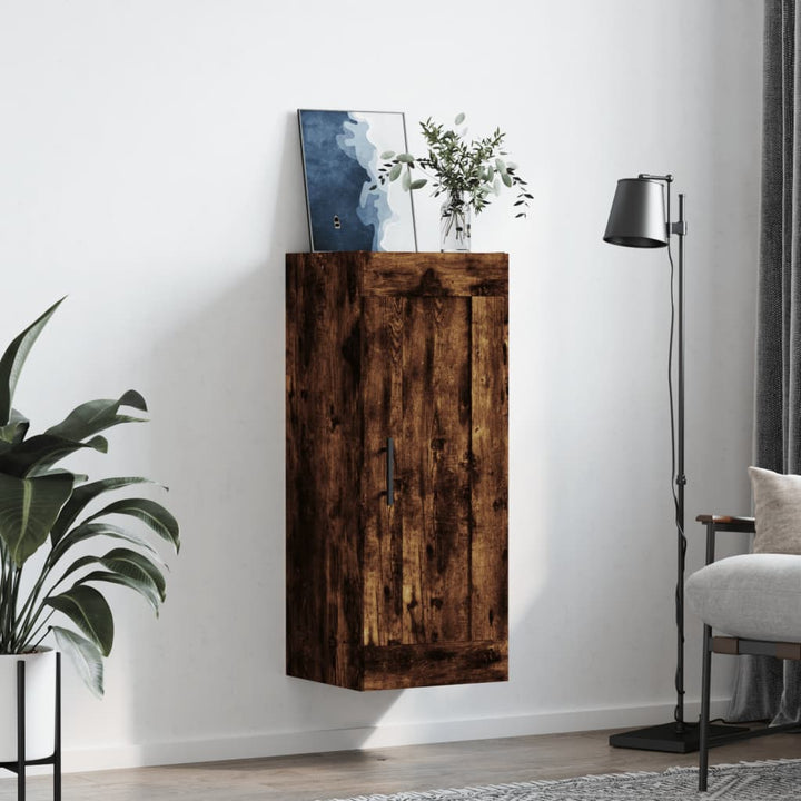 vægskab 34,5x34x90 cm konstrueret træ røget egetræsfarve