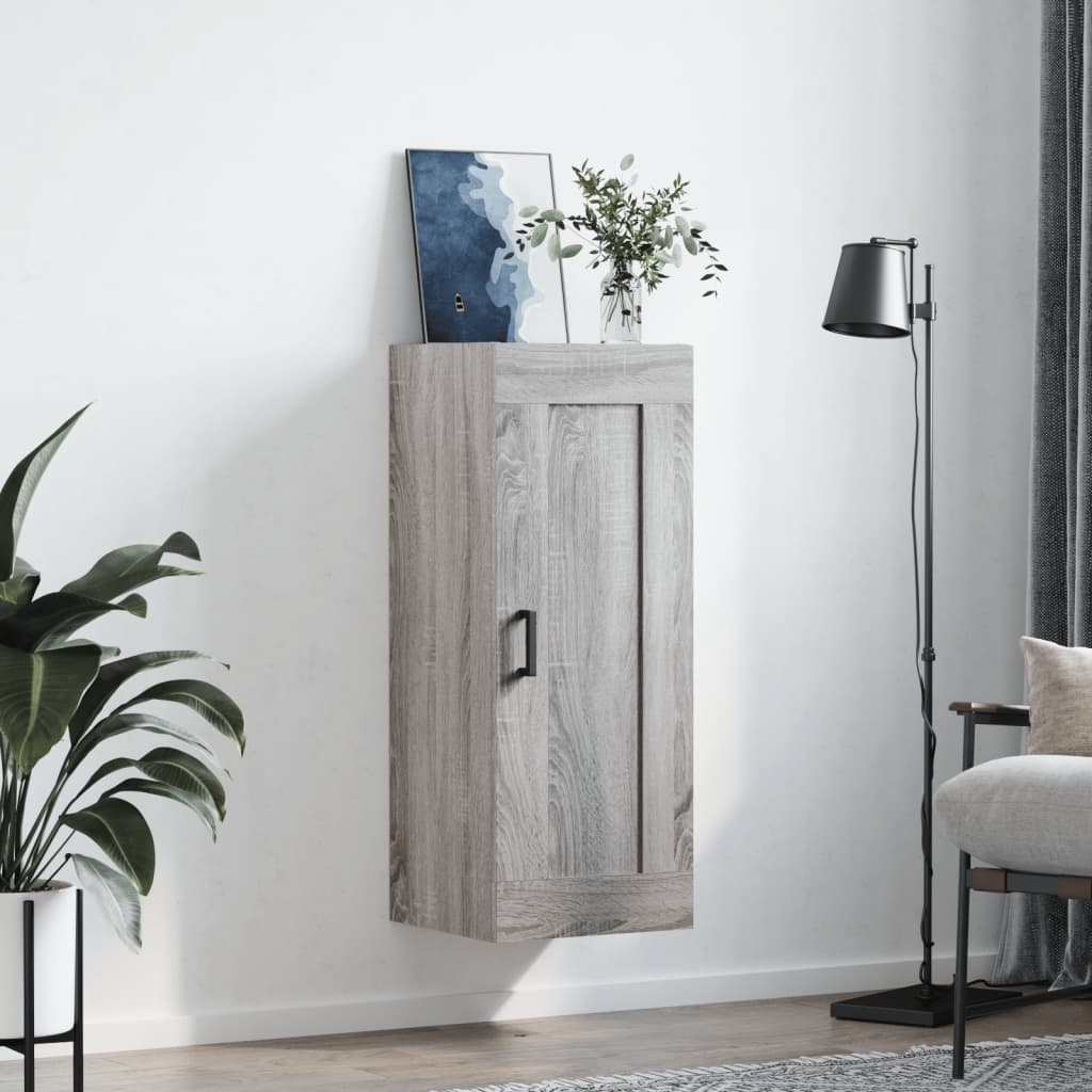 vægskab 34,5x34x90 cm konstrueret træ grå sonoma-eg