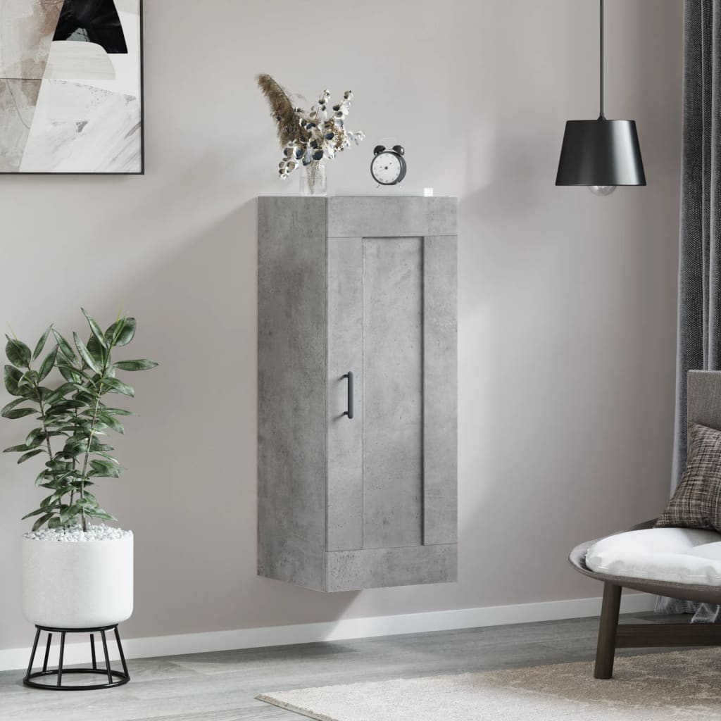 vægskab 34,5x34x90 cm konstrueret træ betongrå