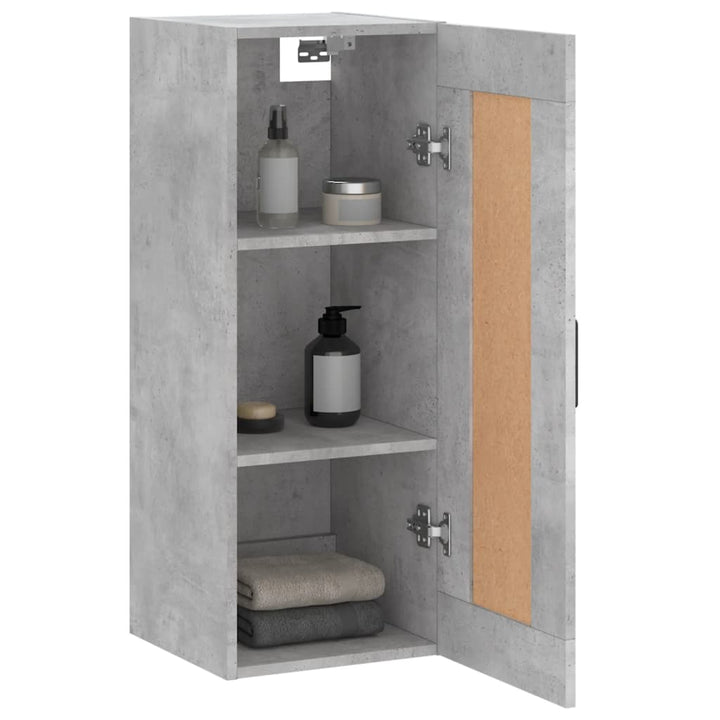 vægskab 34,5x34x90 cm konstrueret træ betongrå