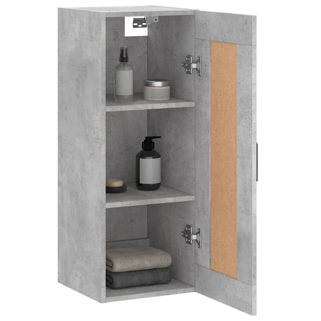 vægskab 34,5x34x90 cm konstrueret træ betongrå